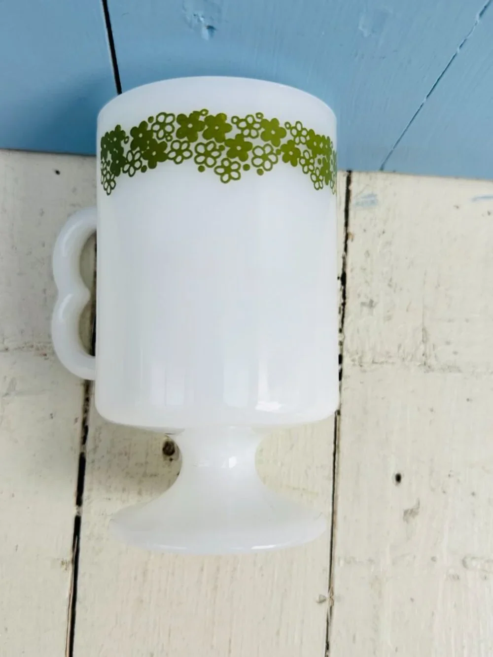 Vintage 60's Pyrex Crazy Daisy Footed Coffee Mug Pedestal Coffee Cup Retro Mug - Picture 7 of 11